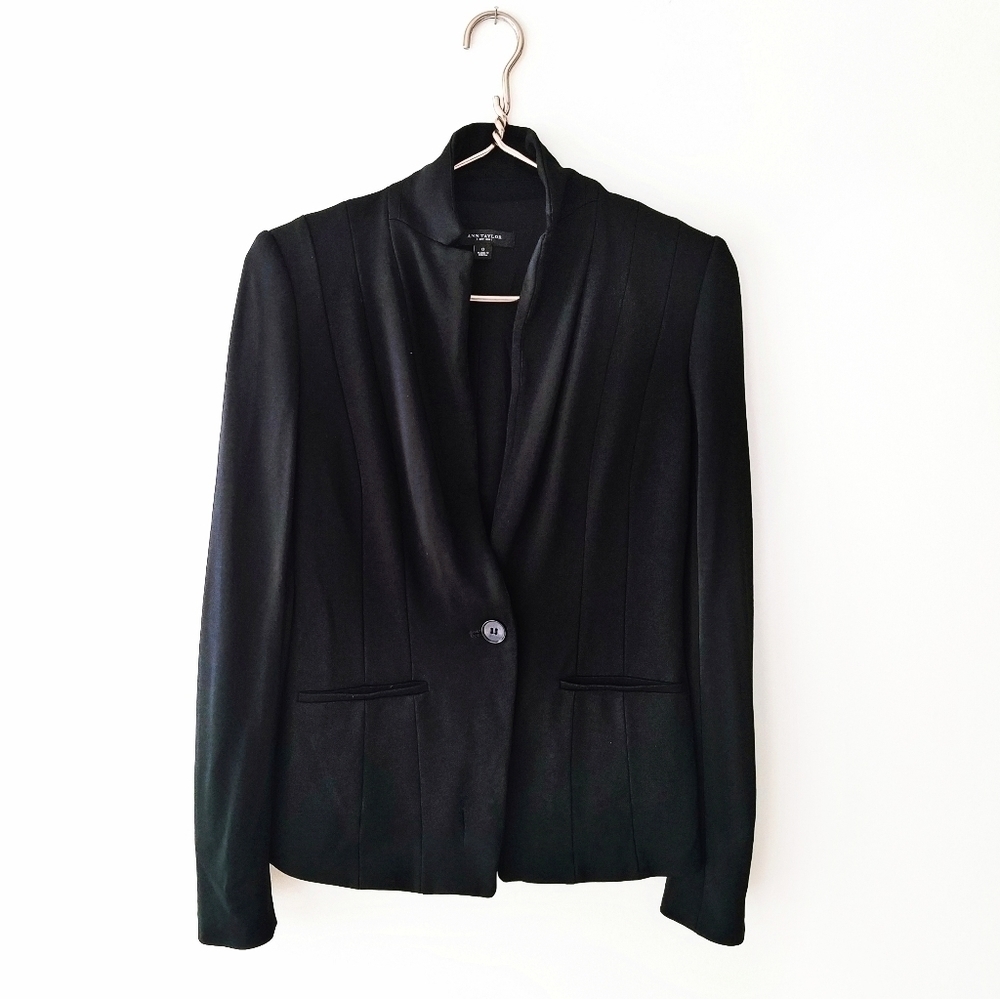 Ann Taylor | Black One Button Seamed Blazer 0